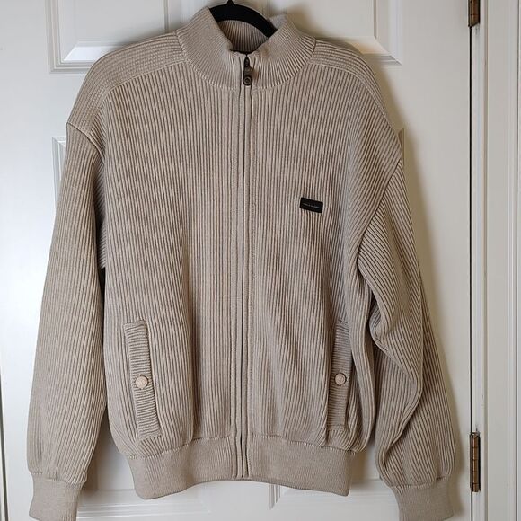 Paul & Shark Men's Zip Front Sweater Academia Grandpa Jacket Tan Size M - Picture 1 of 16